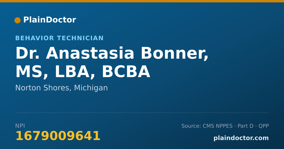 Shareable card for Anastasia Bonner, MS, LBA, BCBA - Behavior Technician, Norton Shores, MI