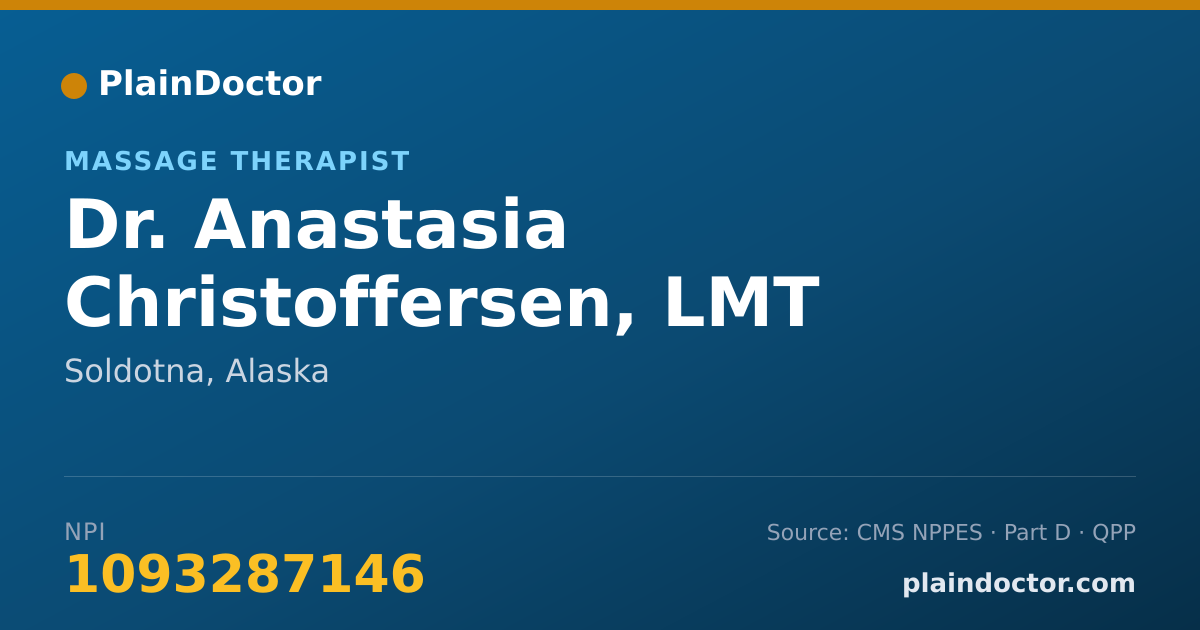 Shareable card for Anastasia Christoffersen, LMT - Massage Therapist, Soldotna, AK