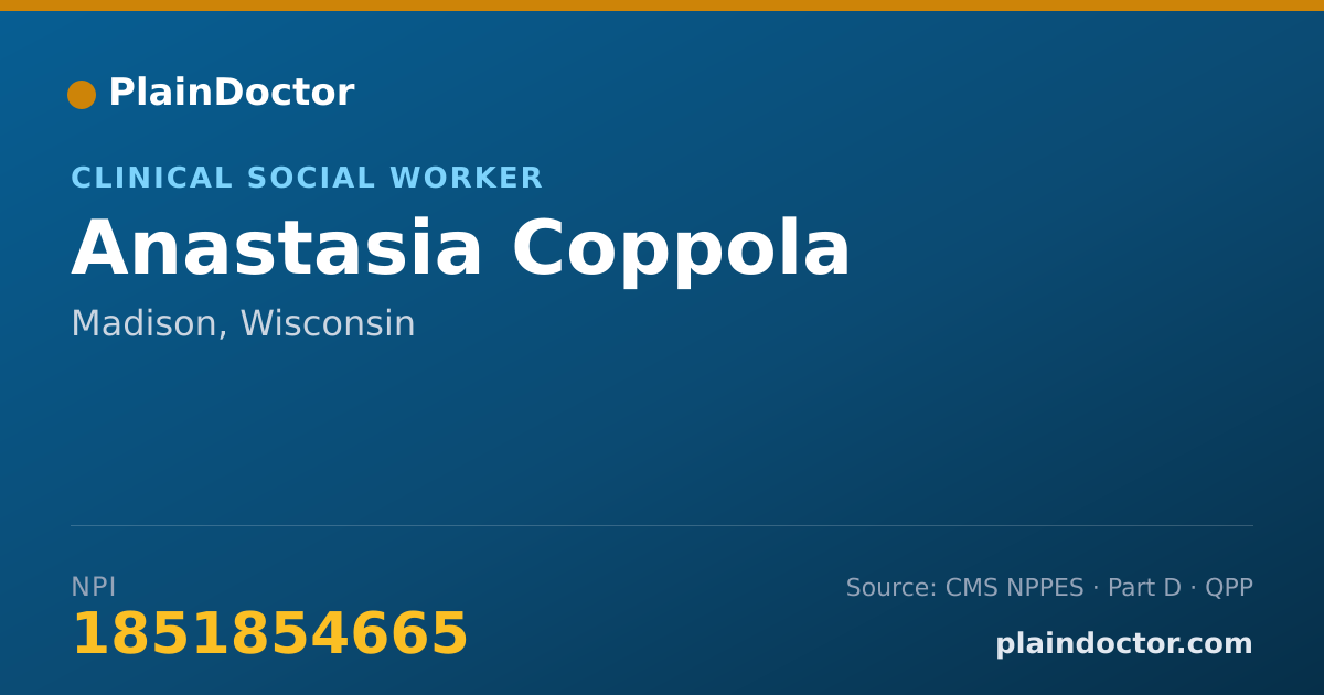 Shareable card for Anastasia Coppola - Clinical Social Worker, Madison, WI