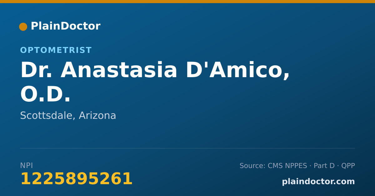Shareable card for Anastasia D'Amico, O.D. - Optometrist, Scottsdale, AZ