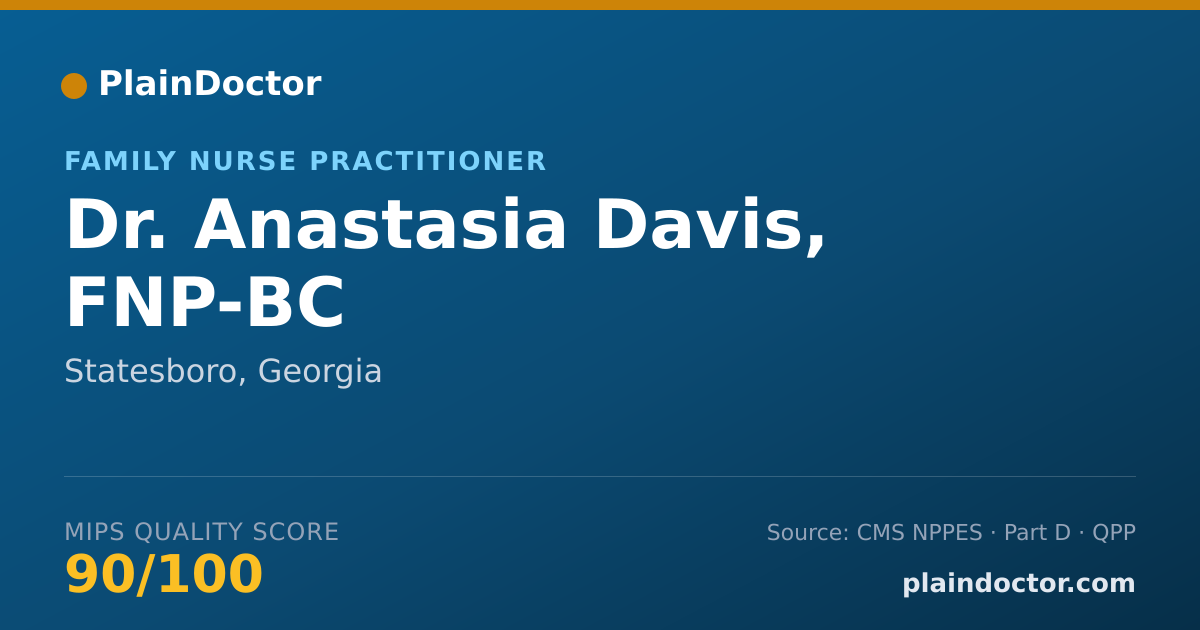 Shareable card for Anastasia Davis, FNP-BC - Family Nurse Practitioner, Statesboro, GA