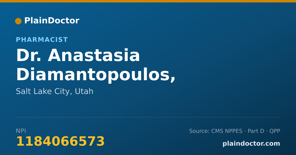 Shareable card for Anastasia Diamantopoulos, PHARM.D. - Pharmacist, Salt Lake City, UT