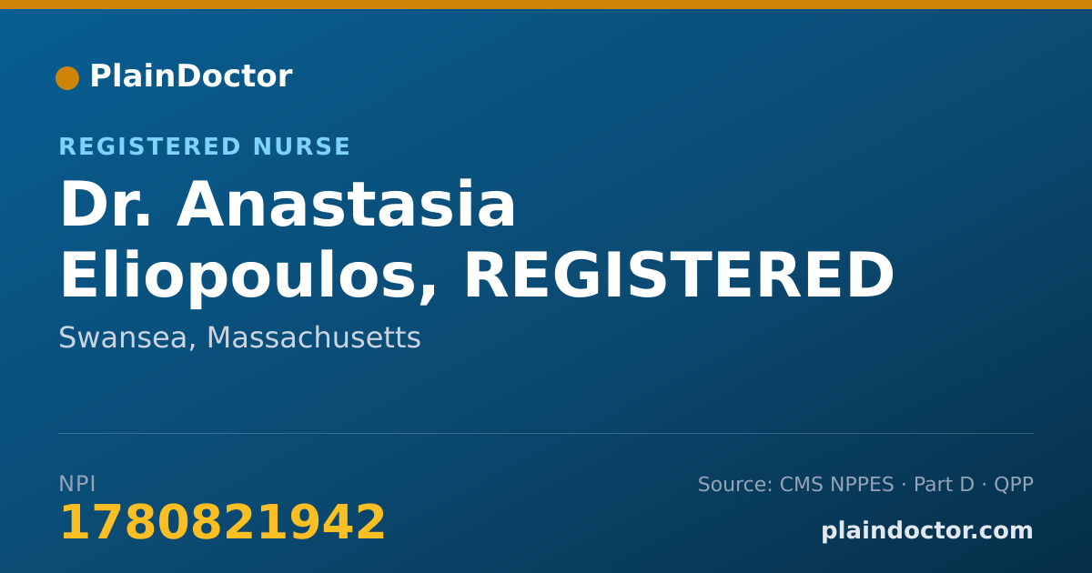 Shareable card for Anastasia Eliopoulos, REGISTERED NURSE - Registered Nurse, Swansea, MA