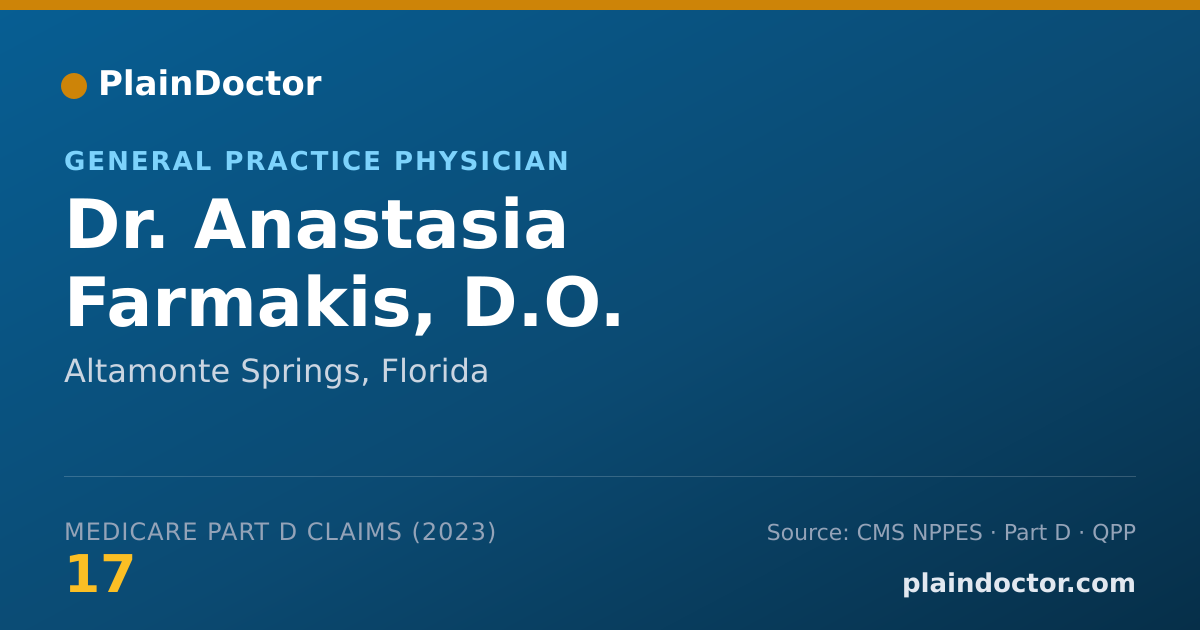 Shareable card for Anastasia Farmakis, D.O. - General Practice Physician, Altamonte Springs, FL