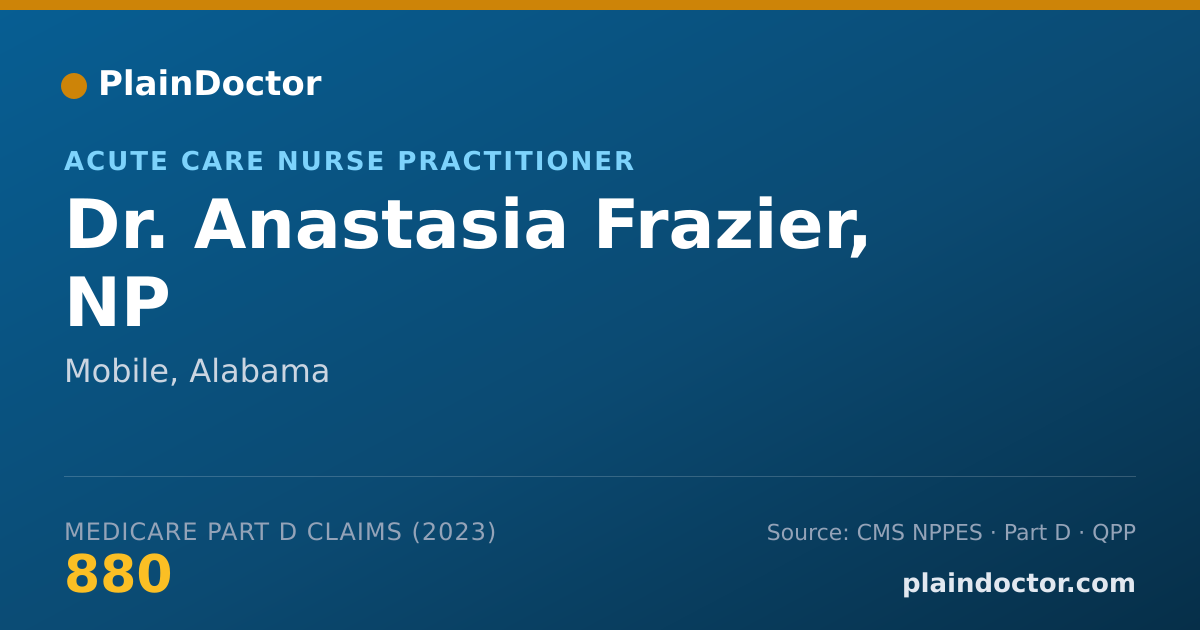 Shareable card for Anastasia Frazier, NP - Acute Care Nurse Practitioner, Mobile, AL