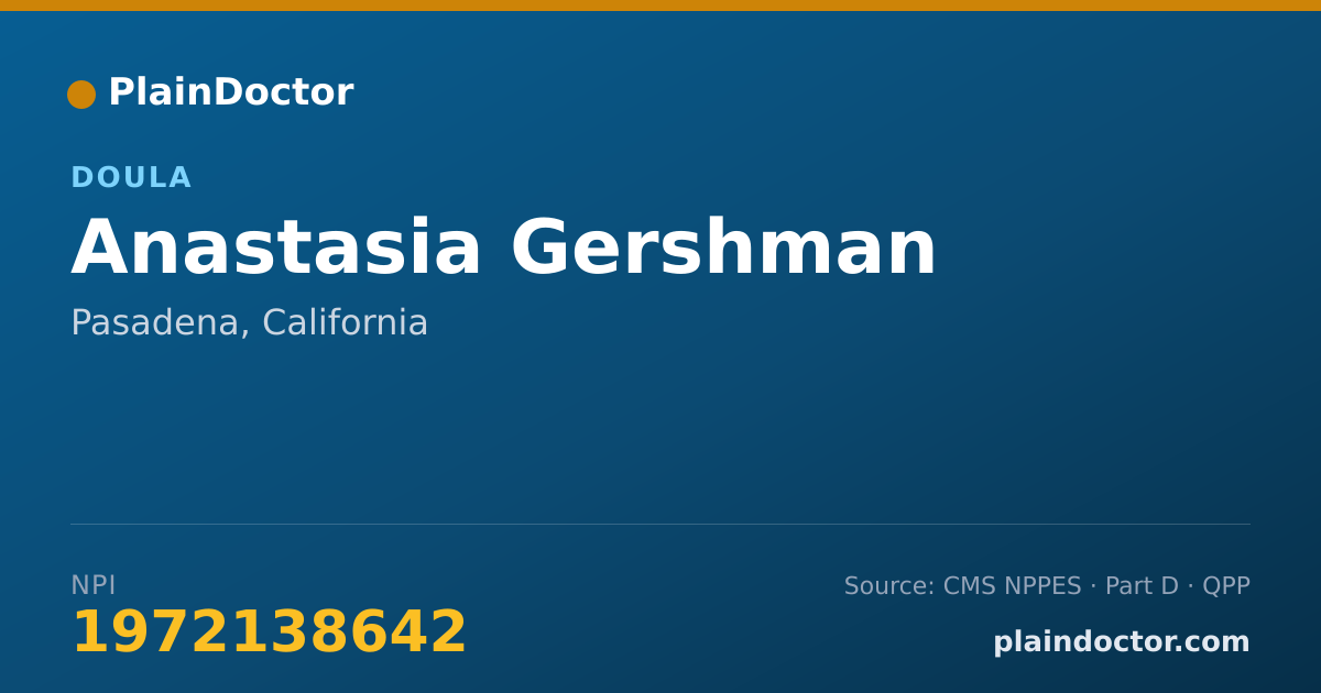 Shareable card for Anastasia Gershman - Doula, Pasadena, CA