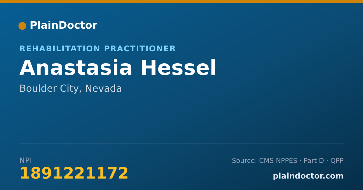 Shareable card for Anastasia Hessel - Rehabilitation Practitioner, Boulder City, NV