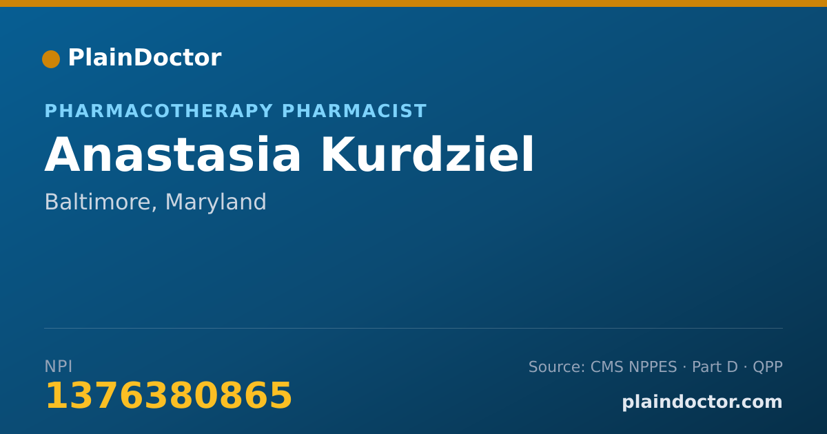 Shareable card for Anastasia Kurdziel - Pharmacotherapy Pharmacist, Baltimore, MD