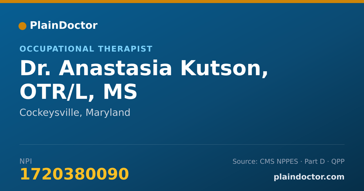 Shareable card for Anastasia Kutson, OTR/L, MS - Occupational Therapist, Cockeysville, MD
