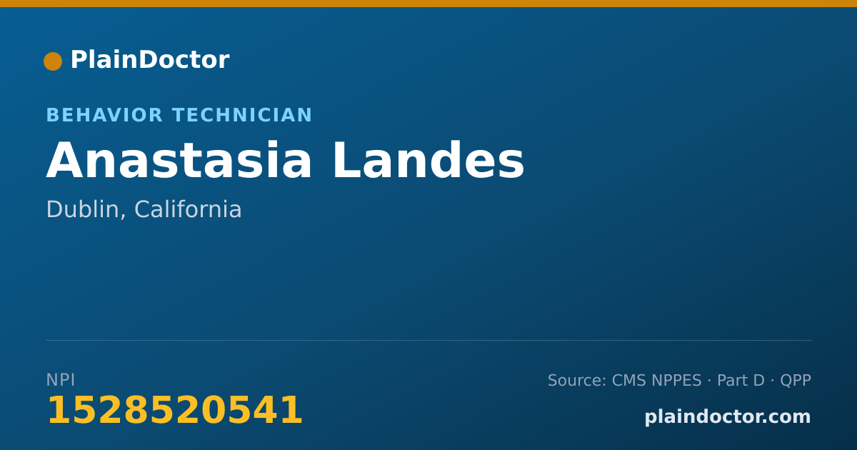 Shareable card for Anastasia Landes - Behavior Technician, Dublin, CA