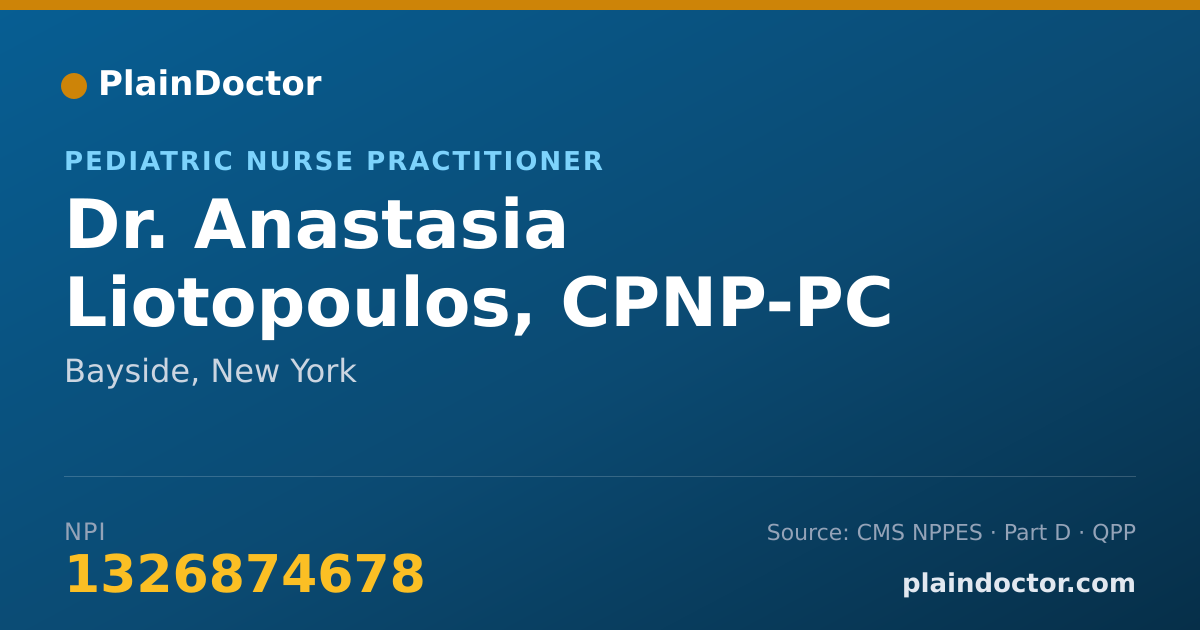 Shareable card for Anastasia Liotopoulos, CPNP-PC - Pediatric Nurse Practitioner, Bayside, NY