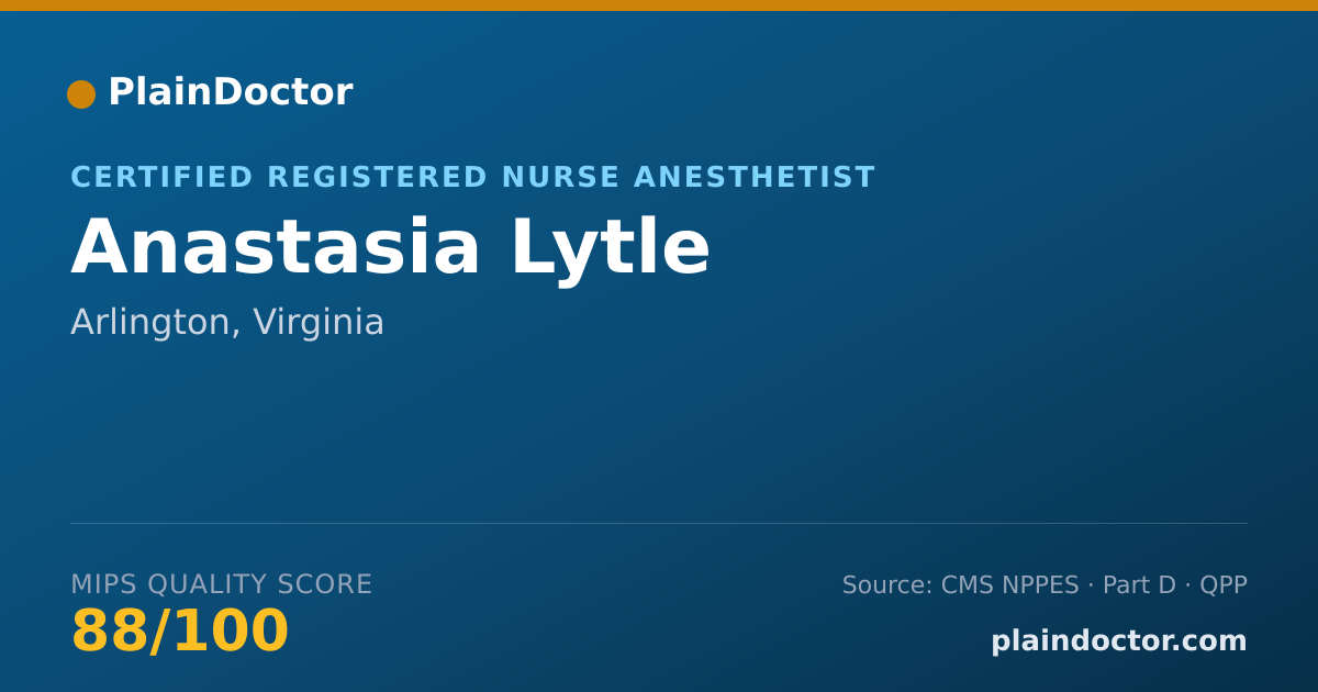Shareable card for Anastasia Lytle - Certified Registered Nurse Anesthetist, Arlington, VA