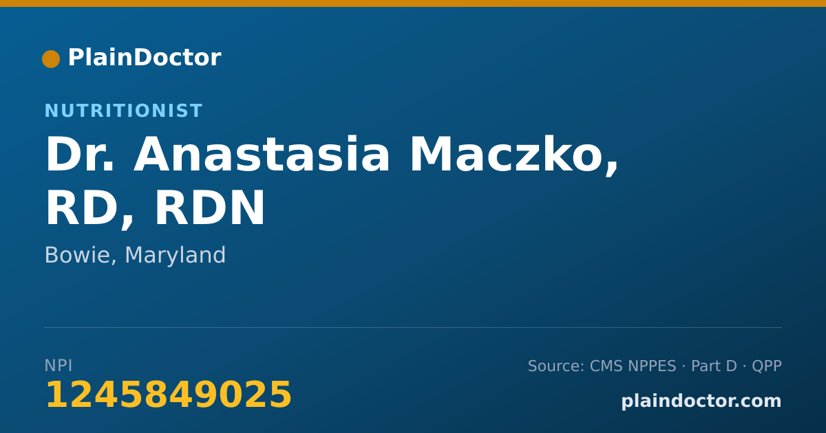 Shareable card for Anastasia Maczko, RD, RDN - Nutritionist, Bowie, MD