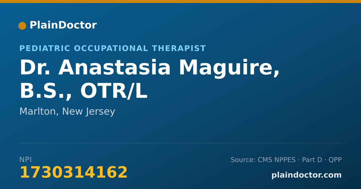 Shareable card for Anastasia Maguire, B.S., OTR/L - Pediatric Occupational Therapist, Marlton, NJ