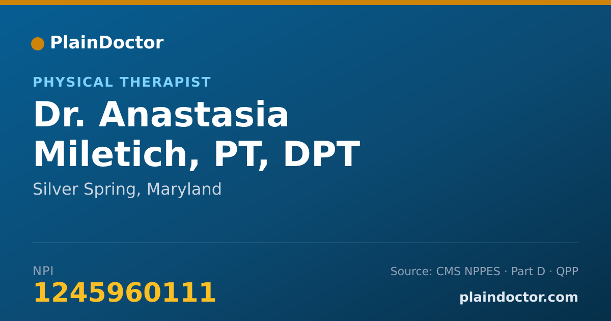 Shareable card for Anastasia Miletich, PT, DPT - Physical Therapist, Silver Spring, MD