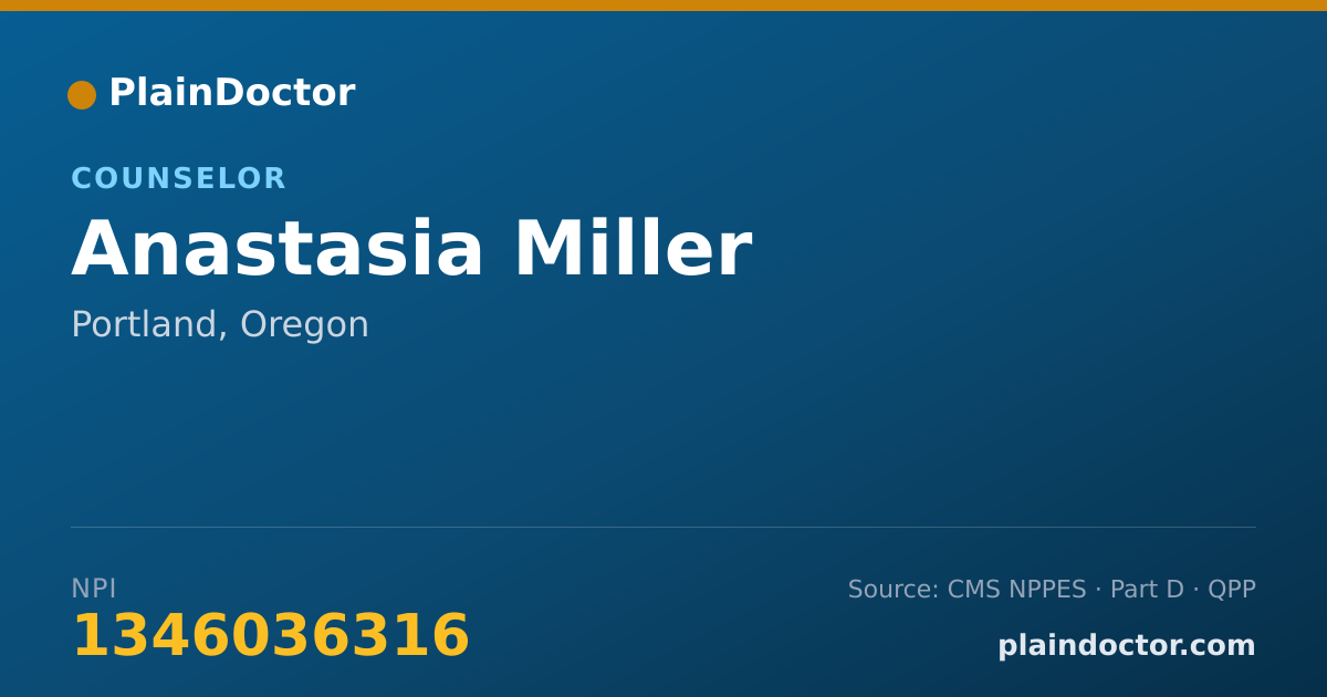 Shareable card for Anastasia Miller - Counselor, Portland, OR
