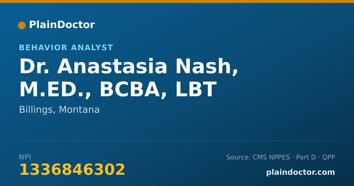 Shareable card for Anastasia Nash, M.ED., BCBA, LBT - Behavior Analyst, Billings, MT