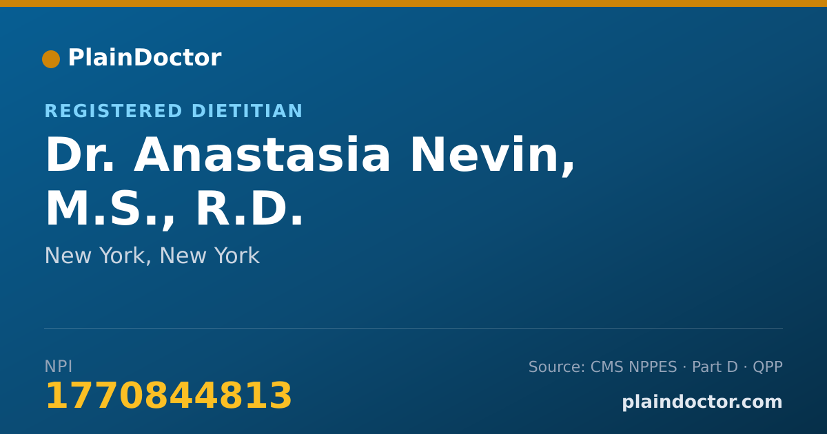 Shareable card for Anastasia Nevin, M.S., R.D. - Registered Dietitian, New York, NY
