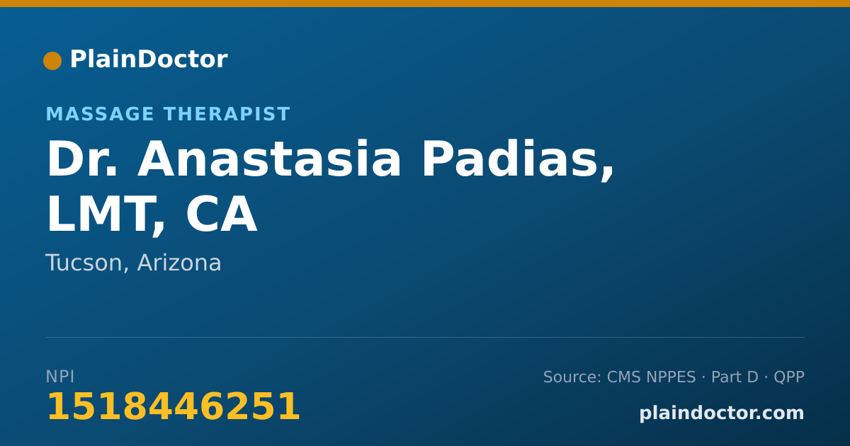 Shareable card for Anastasia Padias, LMT, CA - Massage Therapist, Tucson, AZ