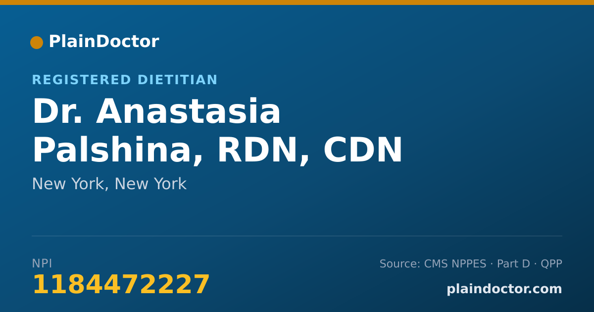 Shareable card for Anastasia Palshina, RDN, CDN - Registered Dietitian, New York, NY