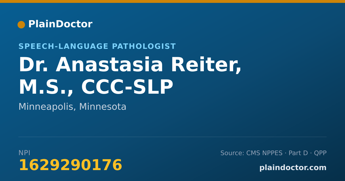 Shareable card for Anastasia Reiter, M.S., CCC-SLP - Speech-Language Pathologist, Minneapolis, MN