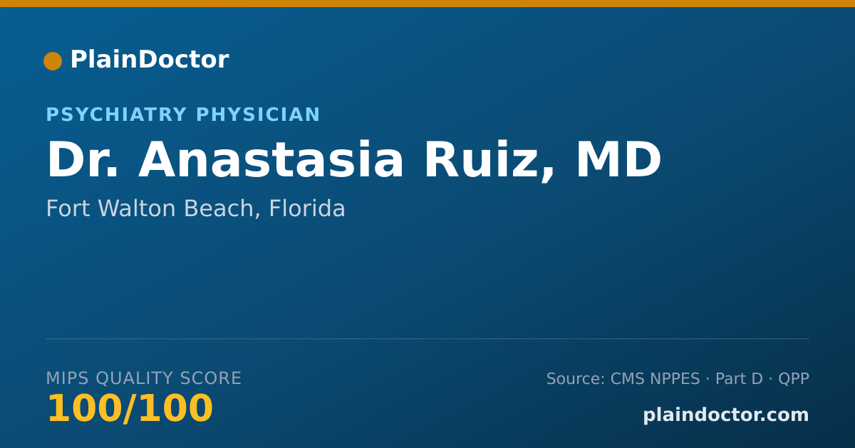 Shareable card for Anastasia Ruiz, MD - Psychiatry Physician, Fort Walton Beach, FL