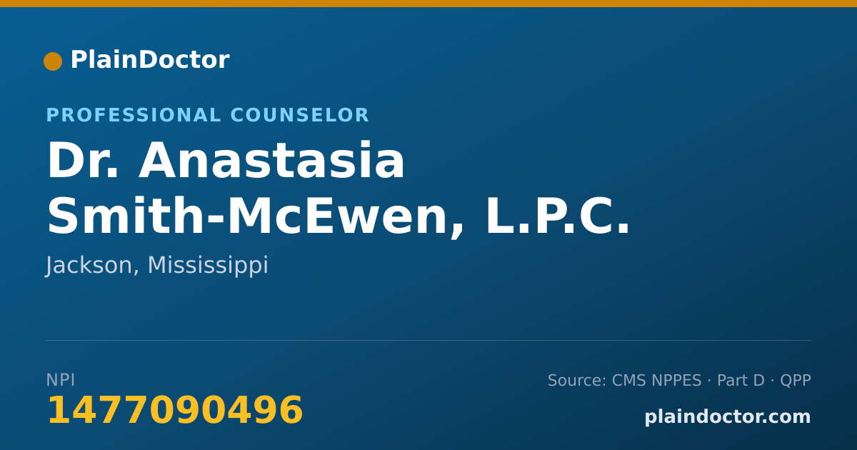 Shareable card for Anastasia Smith-McEwen, L.P.C. - Professional Counselor, Jackson, MS