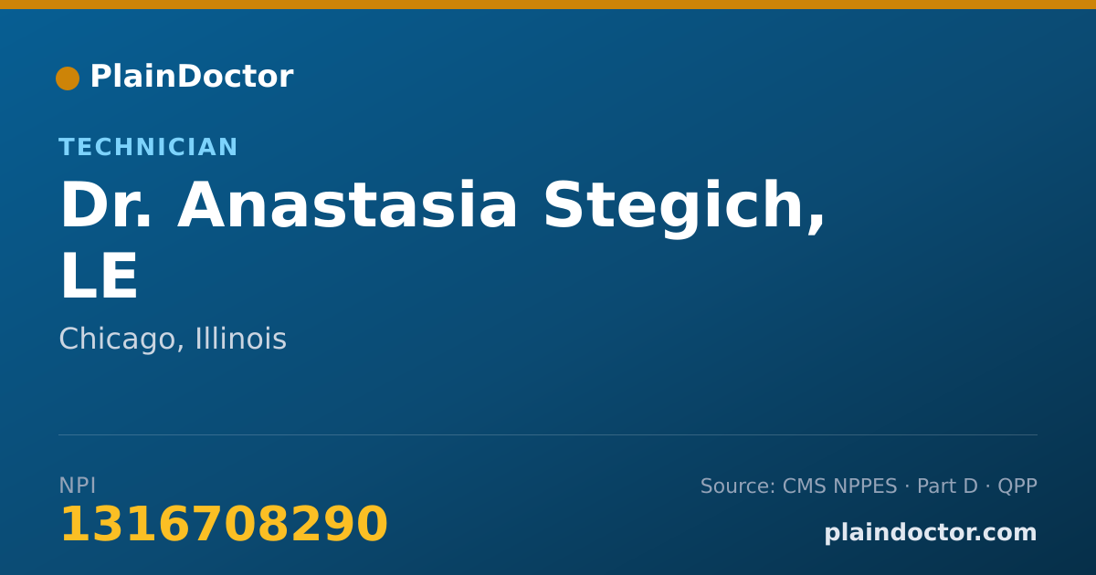 Shareable card for Anastasia Stegich, LE - Technician, Chicago, IL