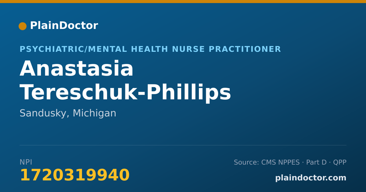 Shareable card for Anastasia Tereschuk-Phillips - Psychiatric/Mental Health Nurse Practitioner, Sandusky, MI