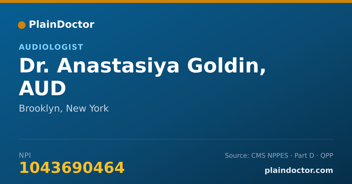 Shareable card for Anastasiya Goldin, AUD - Audiologist, Brooklyn, NY