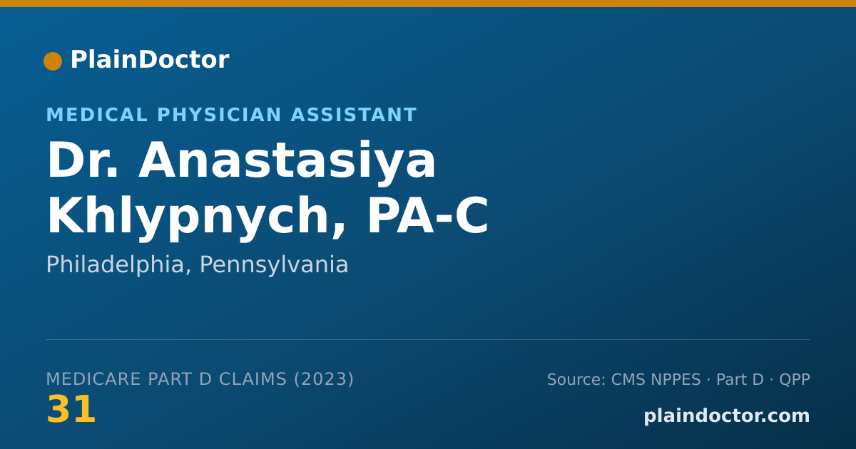 Shareable card for Anastasiya Khlypnych, PA-C - Medical Physician Assistant, Philadelphia, PA