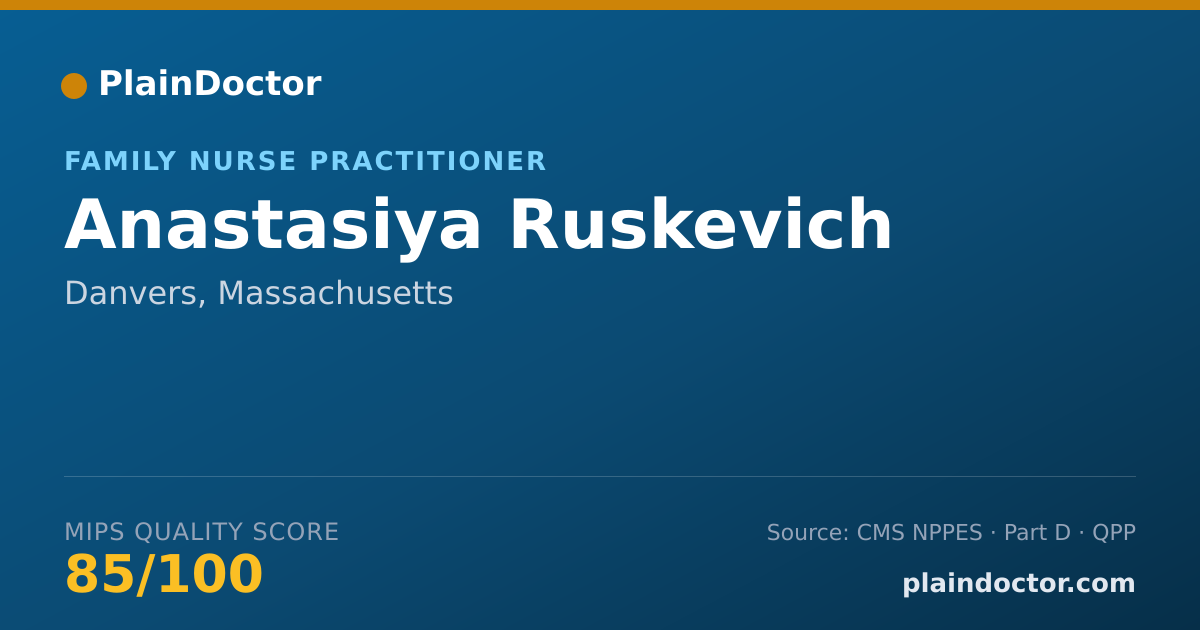 Shareable card for Anastasiya Ruskevich - Family Nurse Practitioner, Danvers, MA