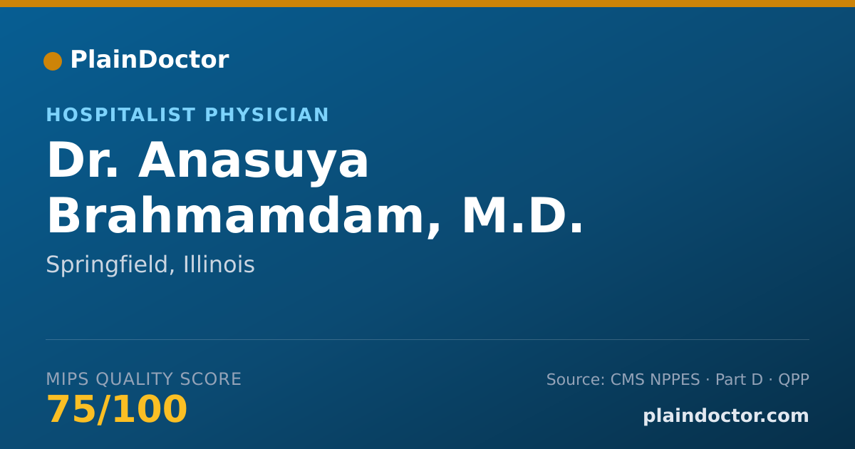 Shareable card for Anasuya Brahmamdam, M.D. - Hospitalist Physician, Springfield, IL