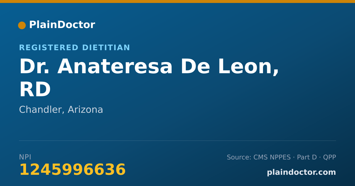 Shareable card for Anateresa De Leon, RD - Registered Dietitian, Chandler, AZ