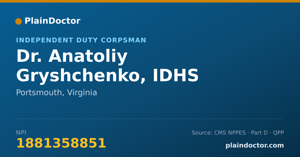 Shareable card for Anatoliy Gryshchenko, IDHS - Independent Duty Corpsman, Portsmouth, VA