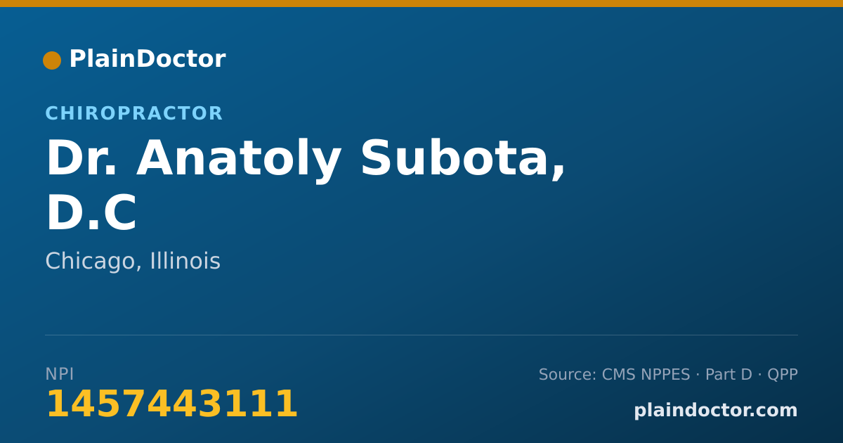 Shareable card for Anatoly Subota, D.C - Chiropractor, Chicago, IL