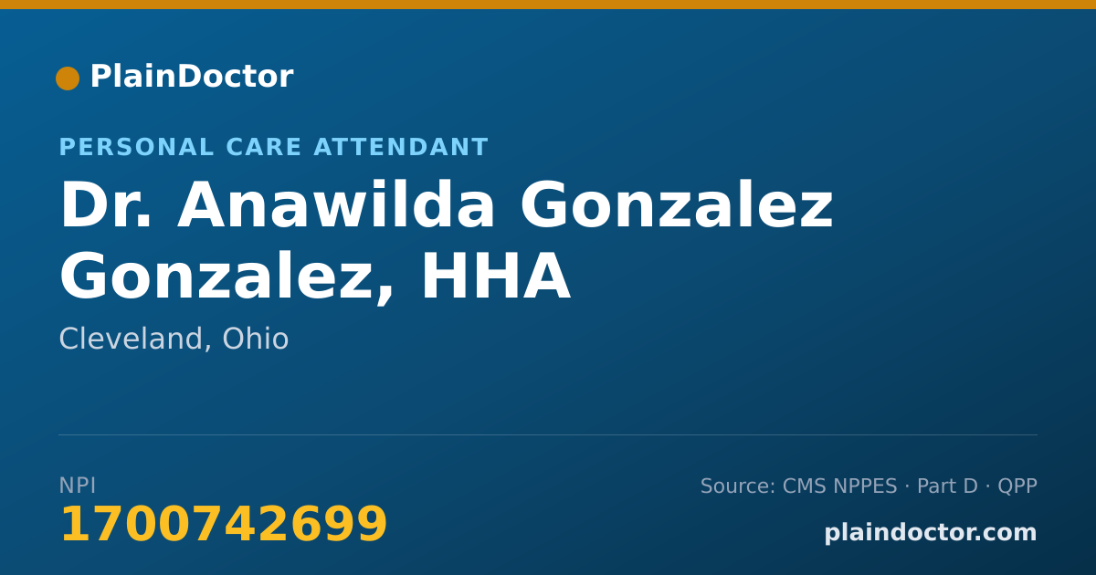 Shareable card for Anawilda Gonzalez Gonzalez, HHA - Personal Care Attendant, Cleveland, OH