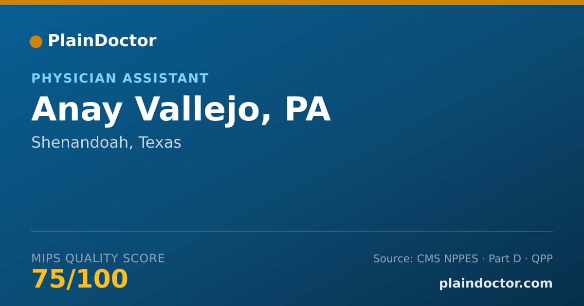 Shareable card for Anay Vallejo, PA - Physician Assistant, Shenandoah, TX