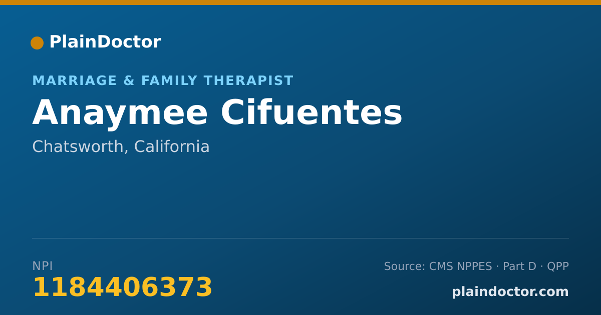 Shareable card for Anaymee Cifuentes - Marriage & Family Therapist, Chatsworth, CA