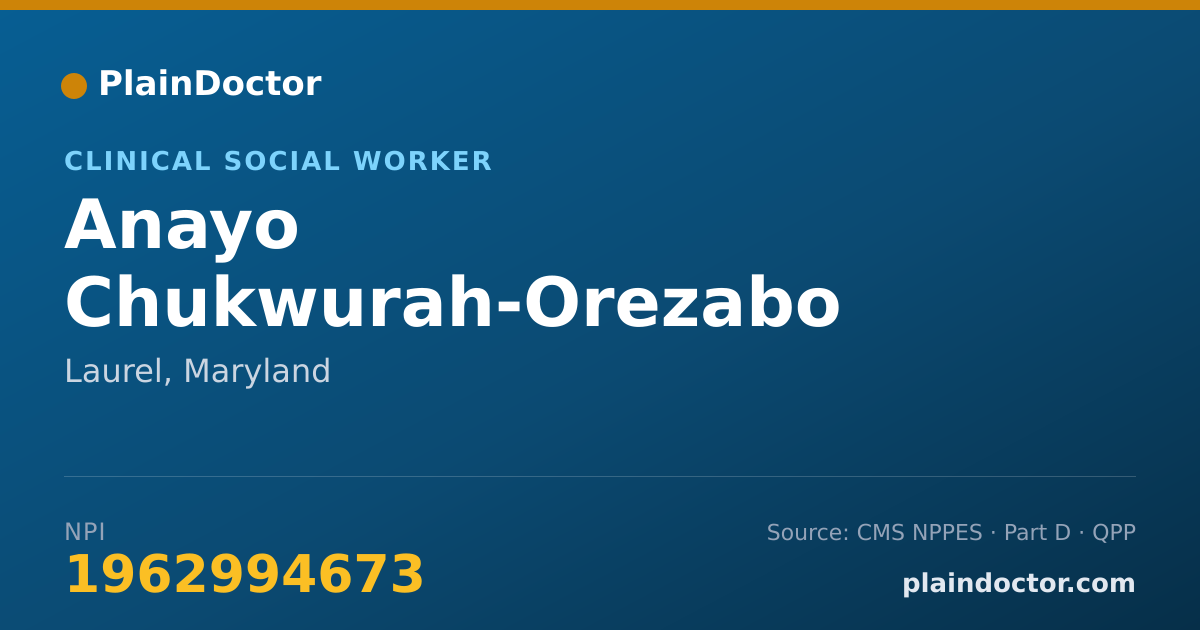 Shareable card for Anayo Chukwurah-Orezabo - Clinical Social Worker, Laurel, MD