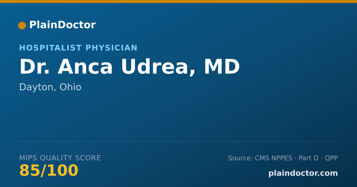 Shareable card for Anca Udrea, MD - Hospitalist Physician, Dayton, OH