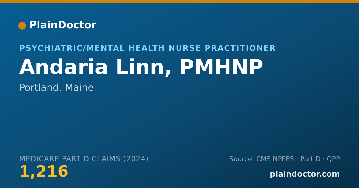 Shareable card for Andaria Linn, PMHNP - Psychiatric/Mental Health Nurse Practitioner, Portland, ME