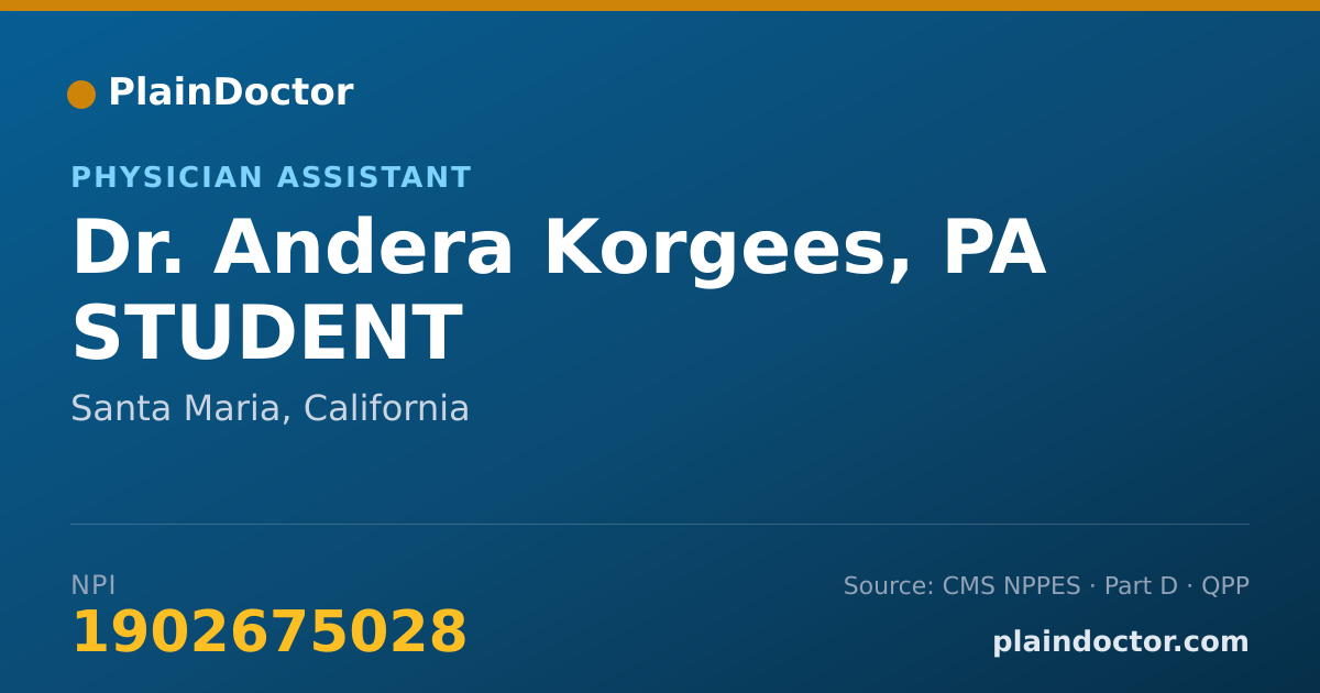 Shareable card for Andera Korgees, PA STUDENT - Physician Assistant, Santa Maria, CA