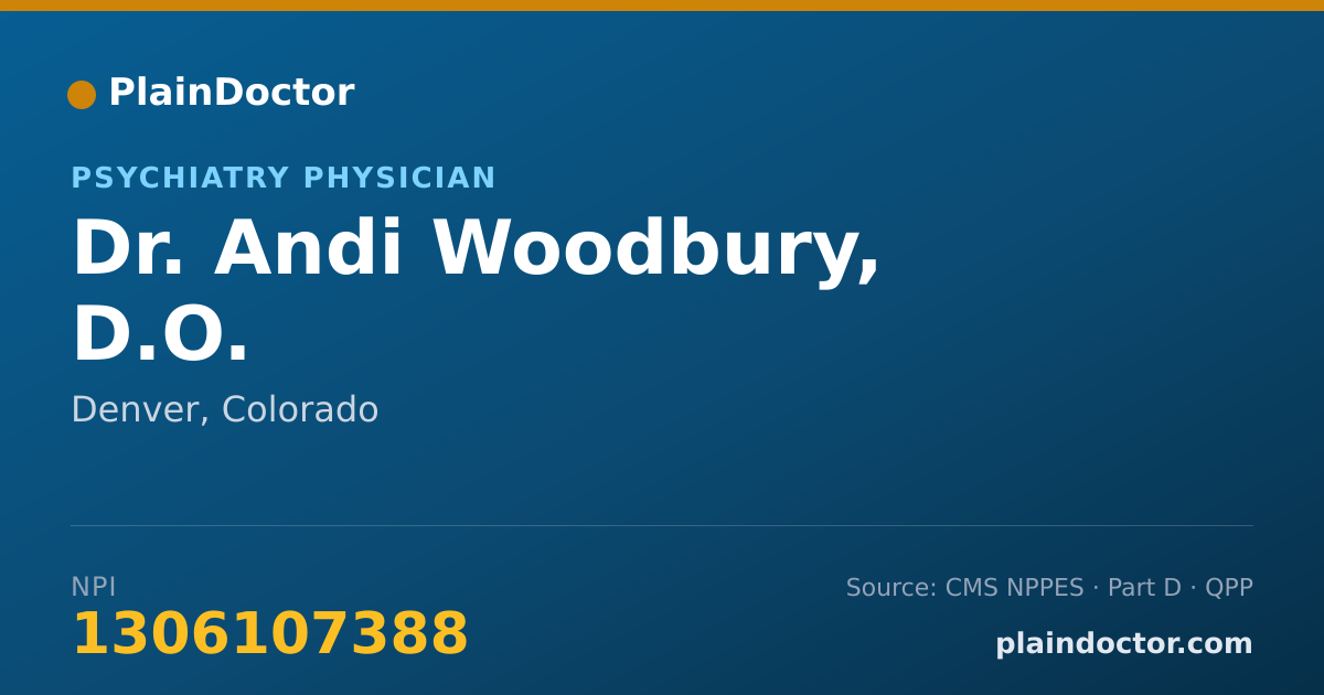 Shareable card for Andi Woodbury, D.O. - Psychiatry Physician, Denver, CO
