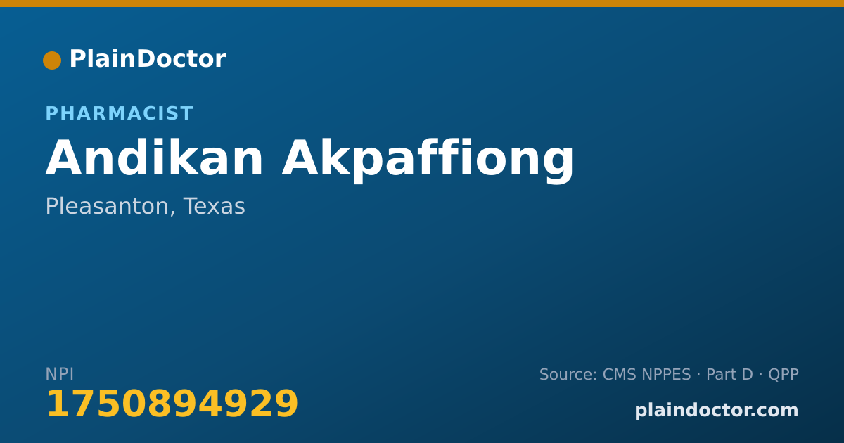 Shareable card for Andikan Akpaffiong - Pharmacist, Pleasanton, TX