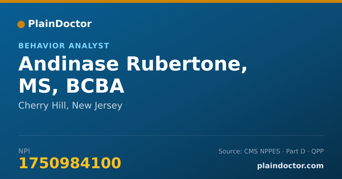 Shareable card for Andinase Rubertone, MS, BCBA - Behavior Analyst, Cherry Hill, NJ
