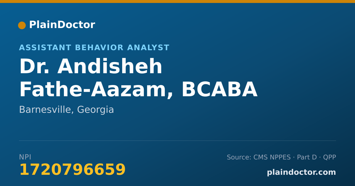 Shareable card for Andisheh Fathe-Aazam, BCABA - Assistant Behavior Analyst, Barnesville, GA