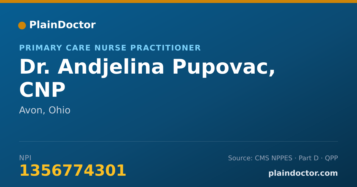 Shareable card for Andjelina Pupovac, CNP - Primary Care Nurse Practitioner, Avon, OH