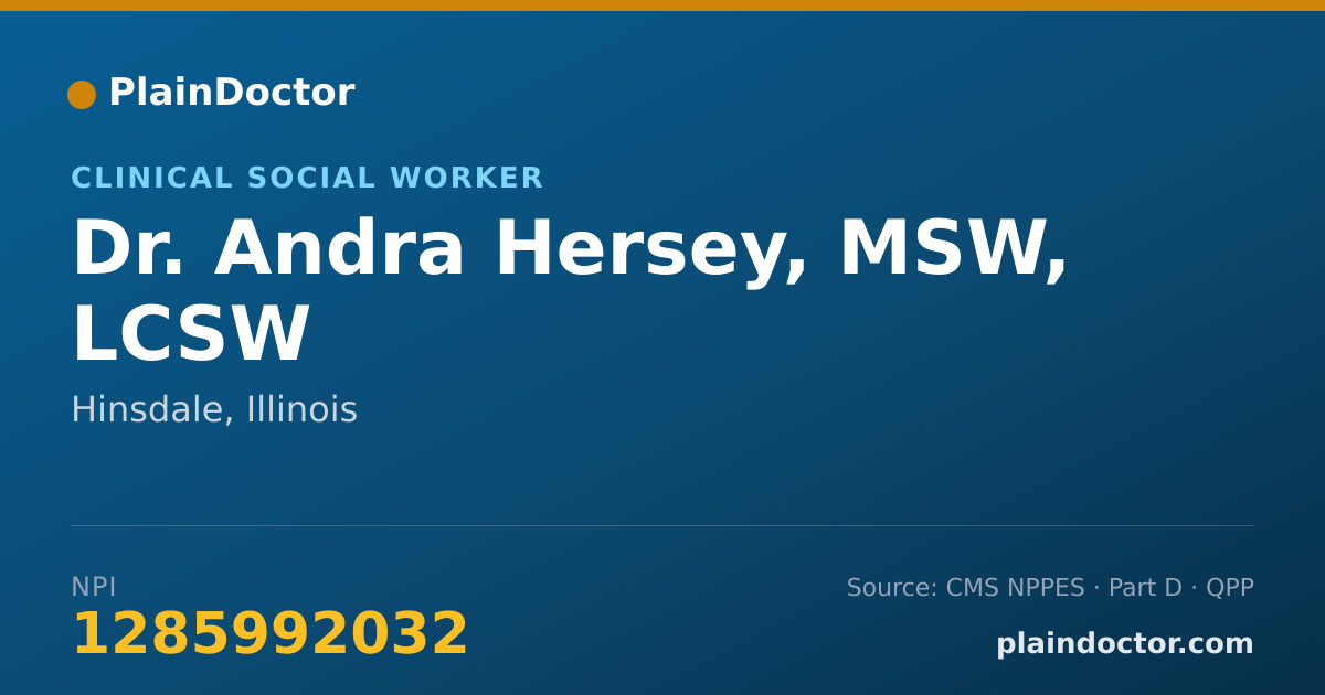 Shareable card for Andra Hersey, MSW, LCSW - Clinical Social Worker, Hinsdale, IL