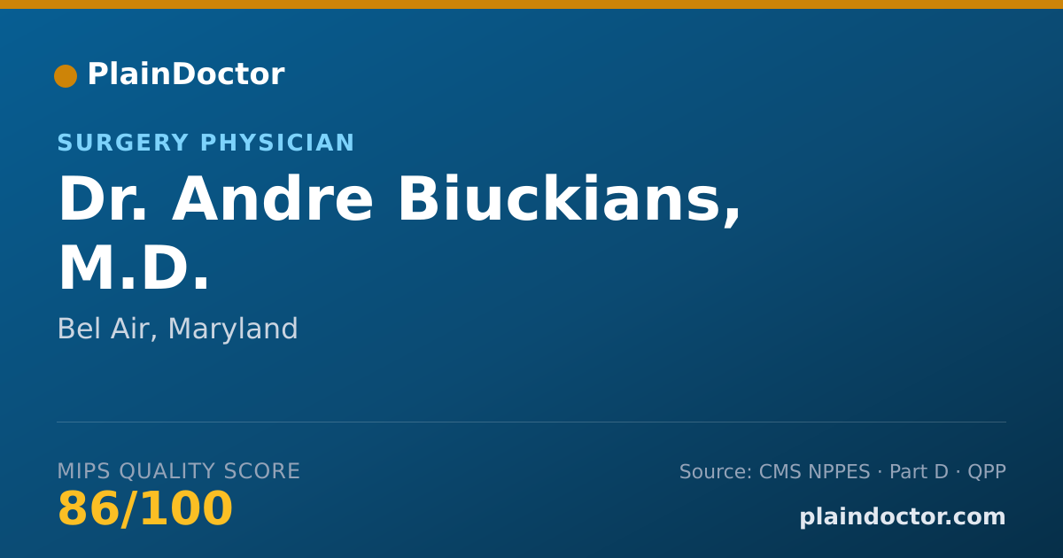 Shareable card for Andre Biuckians, M.D. - Surgery Physician, Bel Air, MD